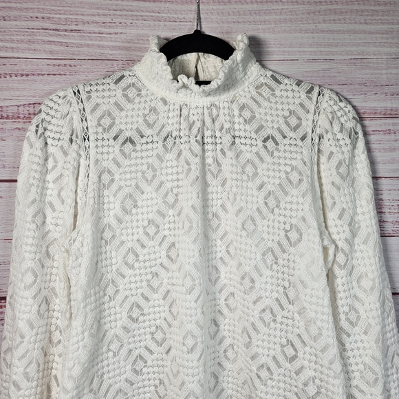 Sezane Shona White Lace Long Sleeve Blouse - Picture 5 of 15